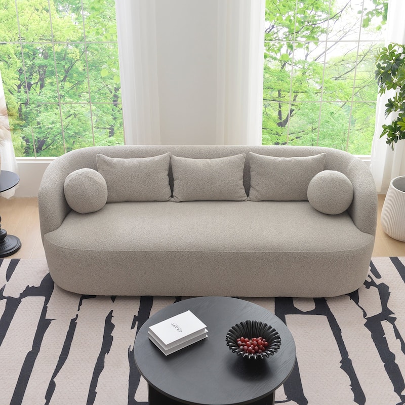 KINWELL 3-Seater Sherpa Boucle Upholstered Sofa Couch for Living Room Lounge, 85" W