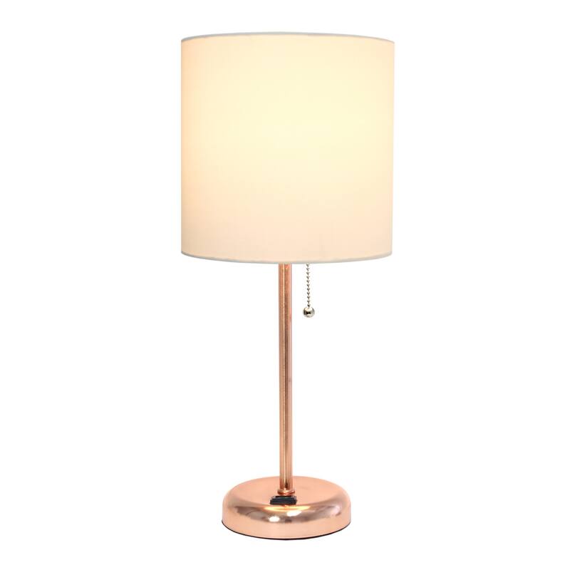 19.5 in. Rose Gold Finish Table Lamp with White Shade, Sturdy Table Lamp for Living Rooms and Bedrooms