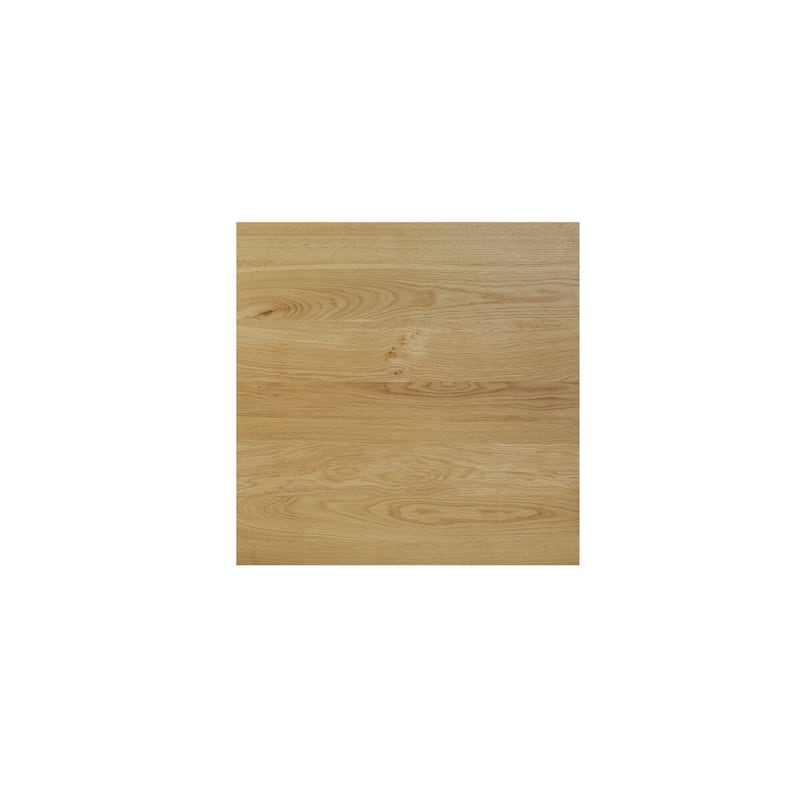 Solenne Dining Table, Rectangular, Solid Oak Top, Iron Base, Natural Finish, Live-Edge Three-Leg Design, Natural