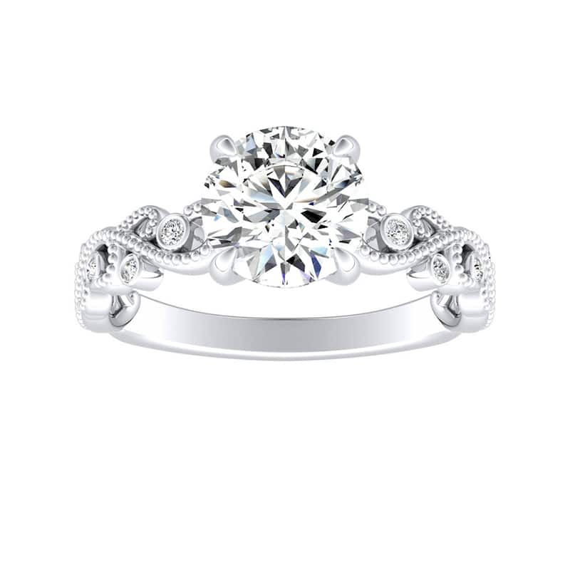 Auriya 14k Gold 1 1/2ct TW Vintage Moissanite and Diamond Engagement Ring 1/10cttw