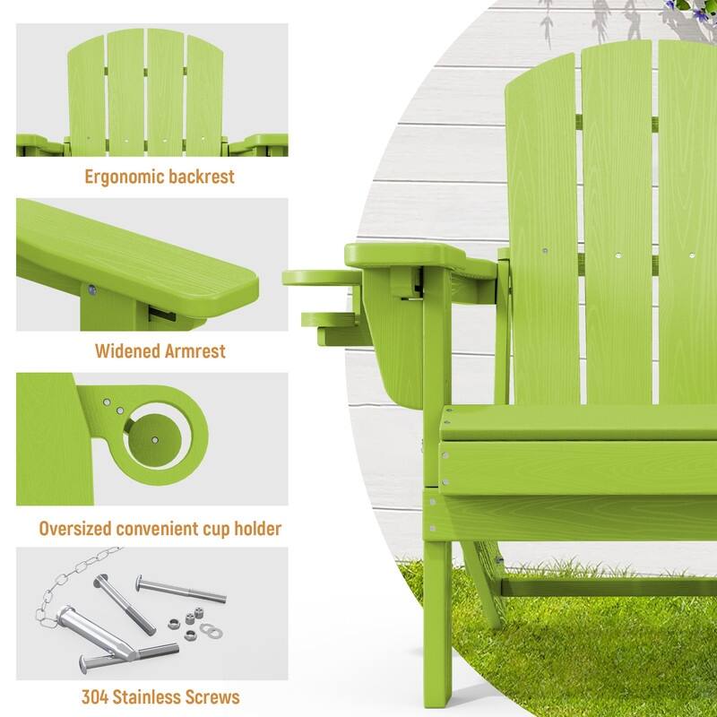 3-Position Reclining Folding Outdoor Chair – PE Wood Grain, Weather-Resistant