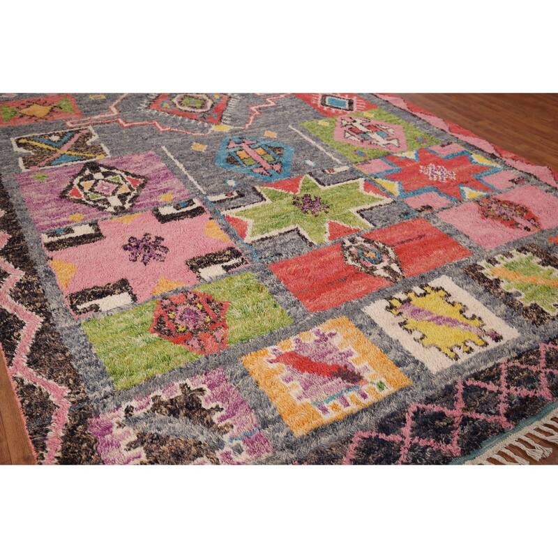 Geometric Moroccan Oriental Area Rug Handmade Tribal Wool Carpet - 8'5" x 12'9"