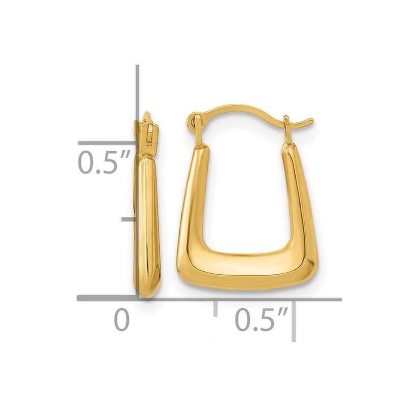 Curata 10k Yellow Gold Polished Hollow Hoop Earrings - 15.3x11.6mm