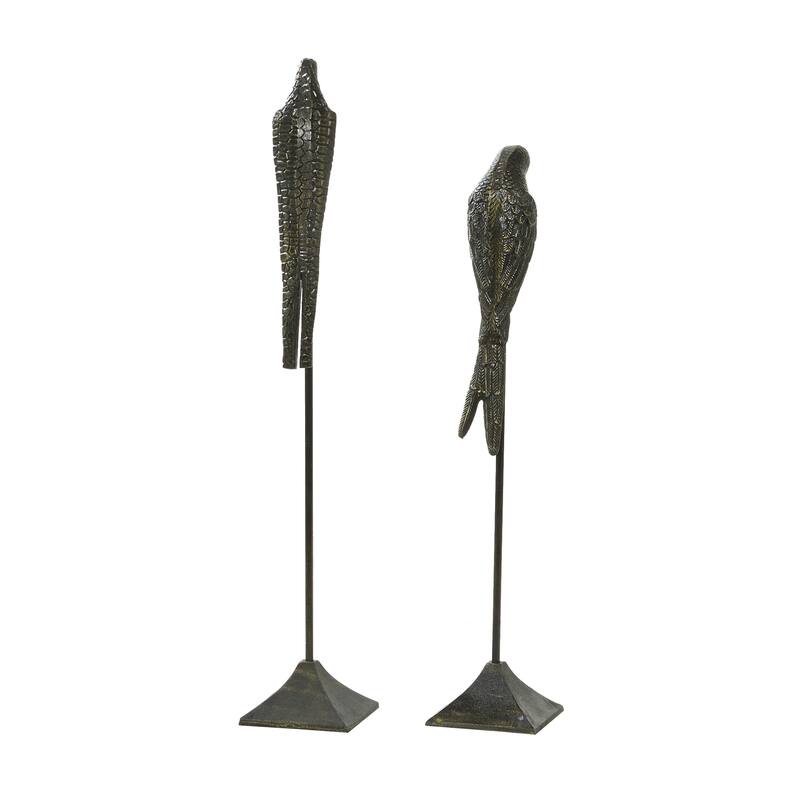 Black Aluminum Metal Bird Decorative Sculpture (Set of 2) - S/2 29", 35"H
