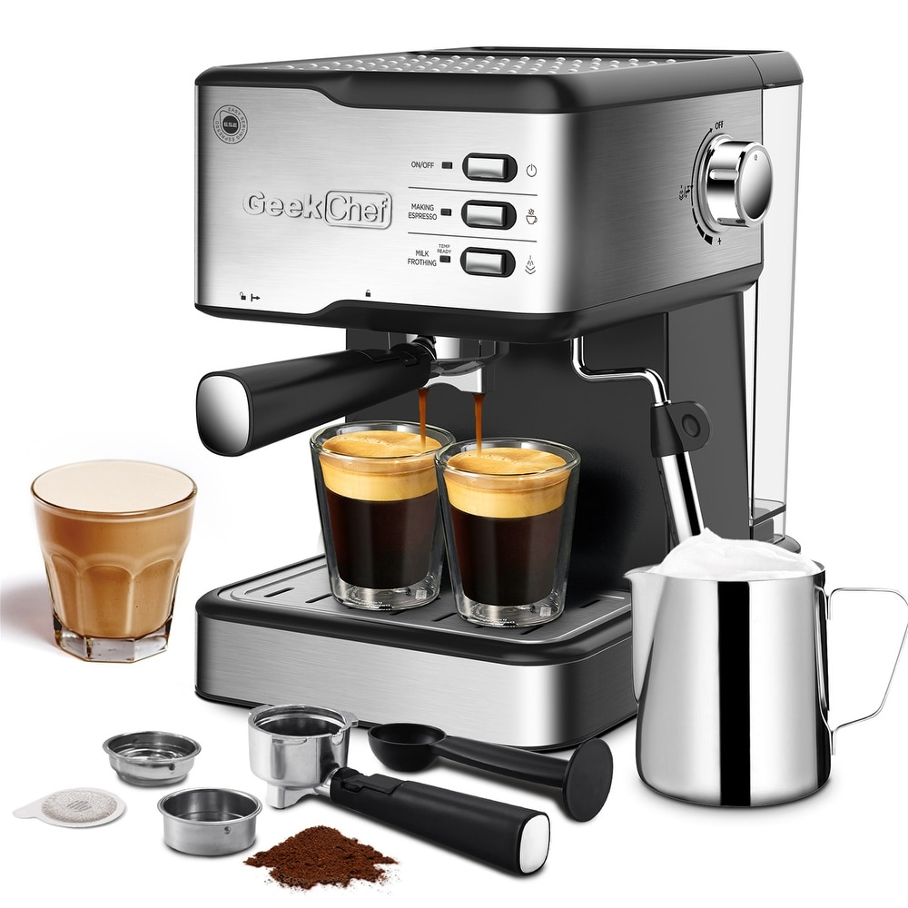 Bene Casa 4-cup stainless-steel espresso maker with steam frother function,  cappuccino maker, - 4-Cup Steam Espresso - On Sale - Bed Bath & Beyond -  33030923