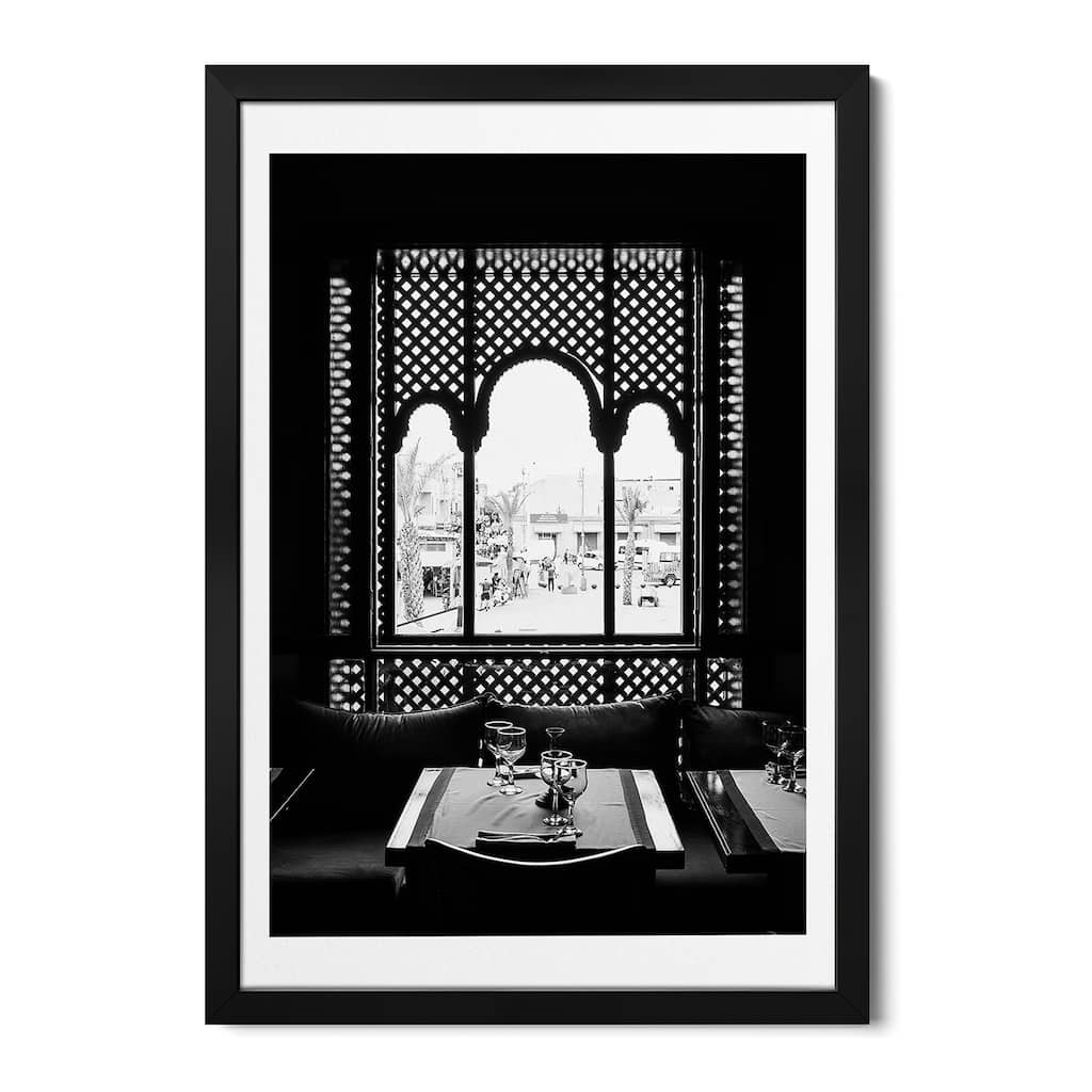 Moroccan Black And White Window Premium Framed Poster by Naomi Davies