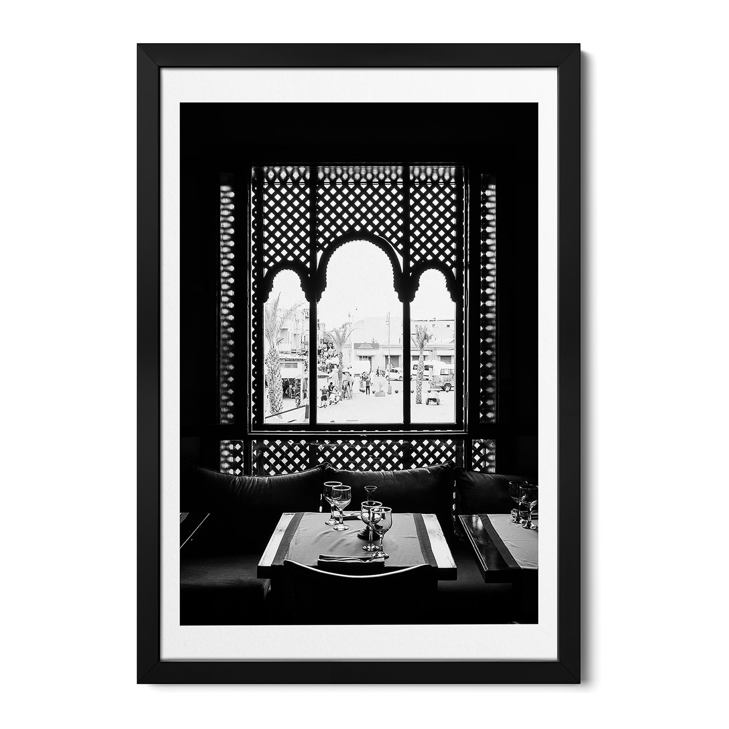 Moroccan Black And White Window Premium Framed Poster by Naomi Davies