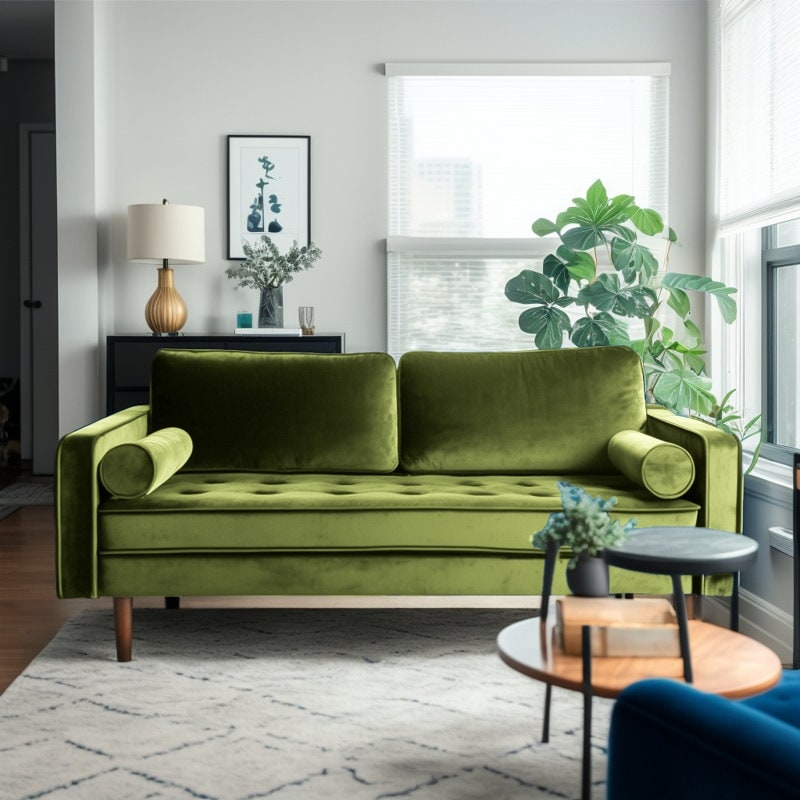 Lando 70" Pink Velvet Mid-Century Sofa