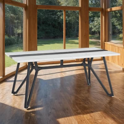 70.9" Rectangular Marble Dining Table with Adjustable Legs - Seats 8