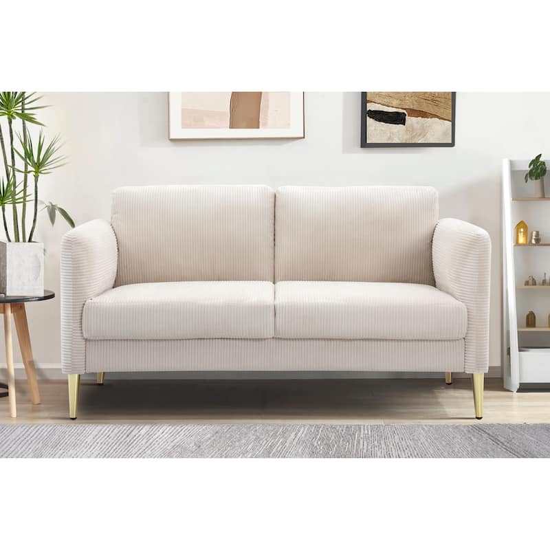 US PRIDE FURNITURE 60.63" W Mid-Century Corduroy Fabric Loveseat