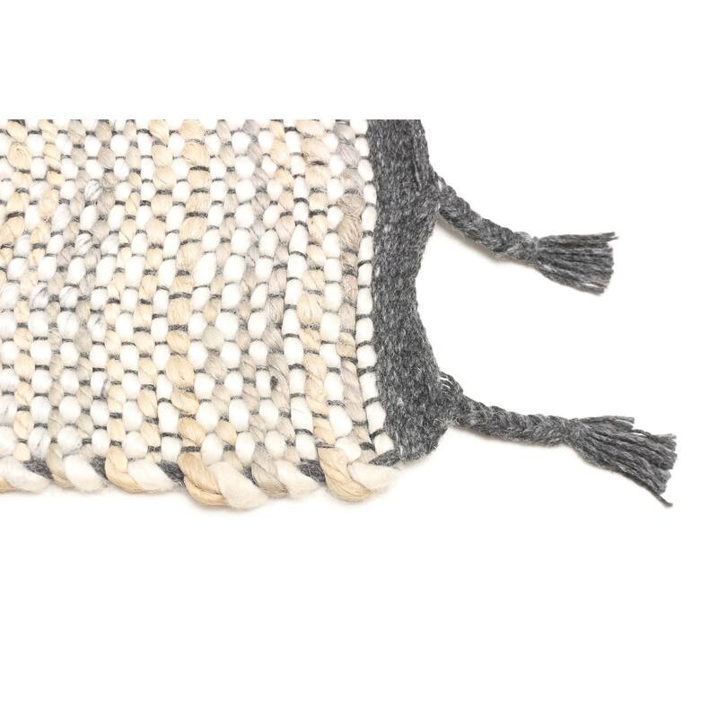 ECARPETGALLERY Braid weave Sienna Grey Wool Rug - 5'9 x 7'1