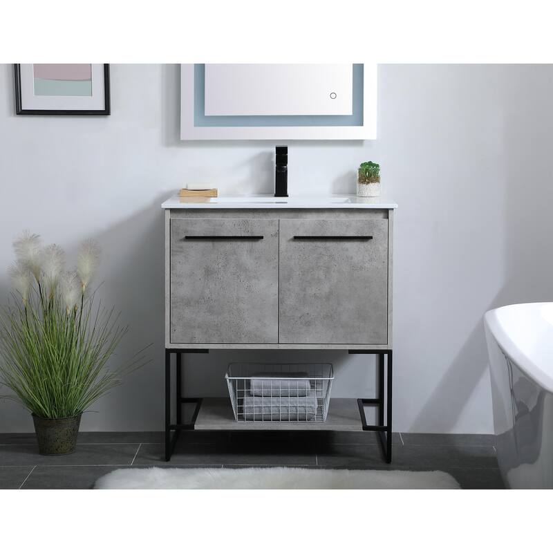 Drift 24 - 30 Inch Single Bathroom Vanity - 30 Inches - Concrete Grey