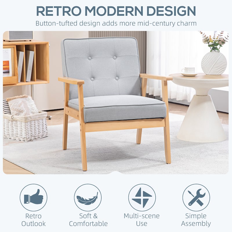 Accent Arm Chair With Upholstered Tufted Back
