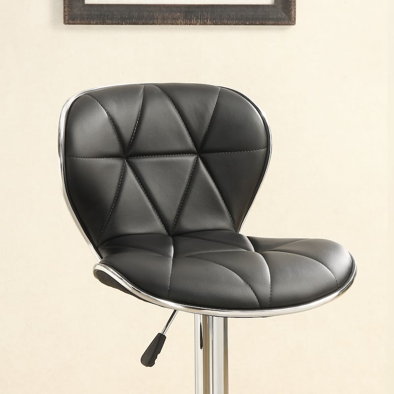 Set Of 2 Adjustable Black Pu Bar Stools