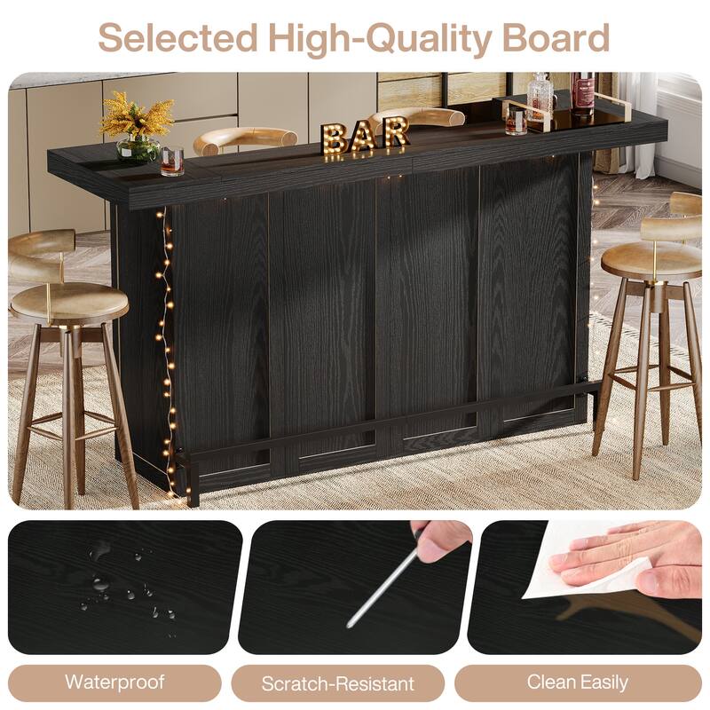 70.9-Inch 4-Tier Bar Table, Large Wooden Home Bar Unit