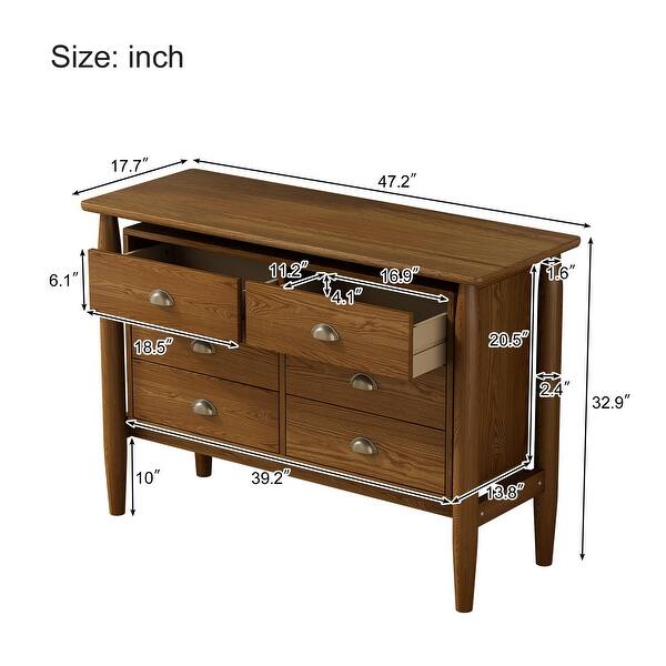 Mid Century Modern Wood six Drawer Dresser - Bed Bath & Beyond - 39070831