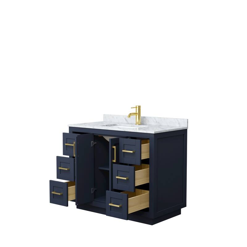 Miranda Single Vanity Set, White Carrara Marble Top, No Mirror