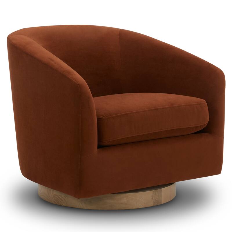 Spruce & Spring Liam Swivel Accent Chair - Single - Burnt Orange-Velvet