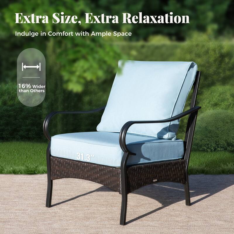 MAISON ARTS Patio Furniture Set with 56" Fire Pit Table, Deep Seating Sofa & Swivel, Rocking, and Fixed Chairs (5 Seats, Beige)