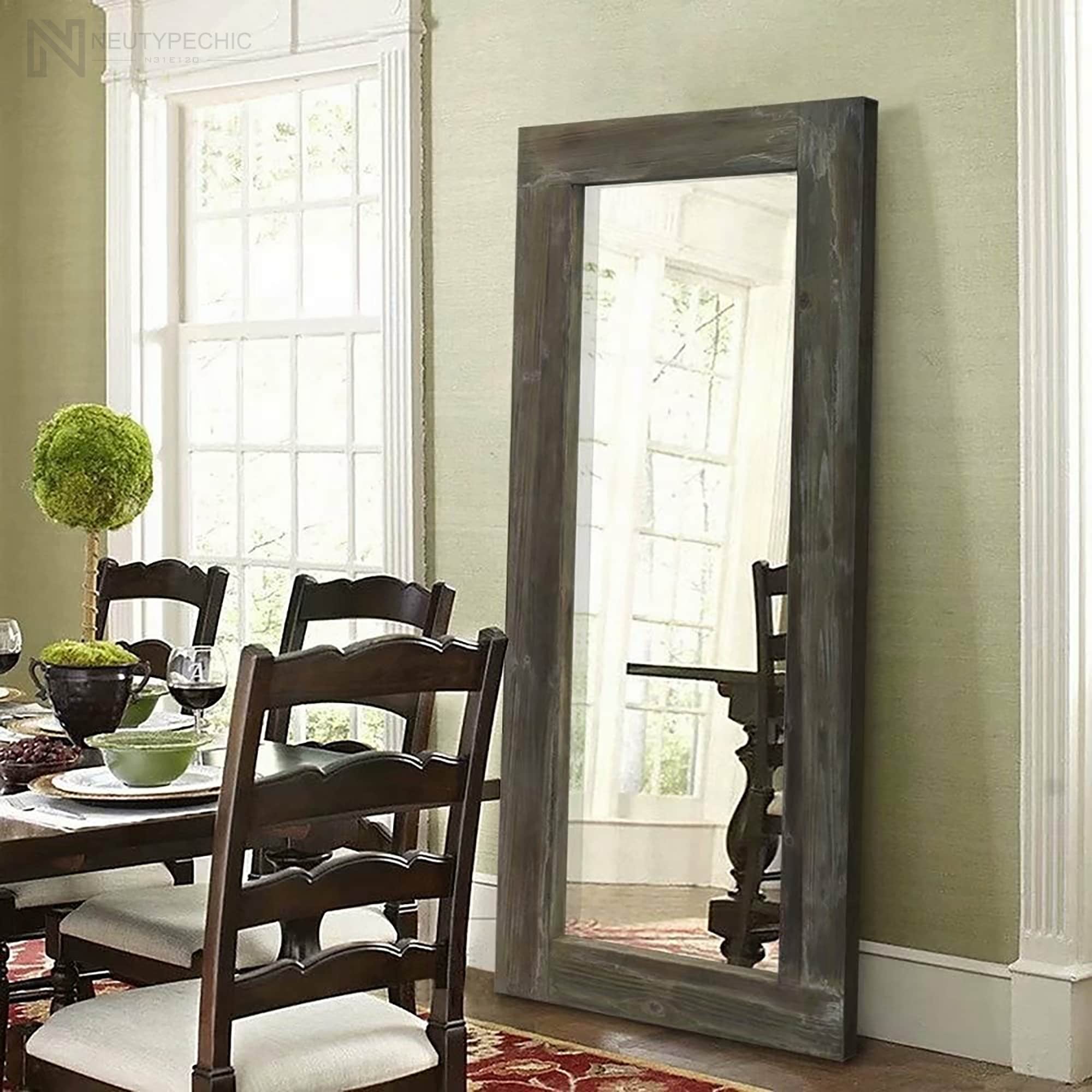 Rustic Wood Freestanding Full-length Floor Mirror