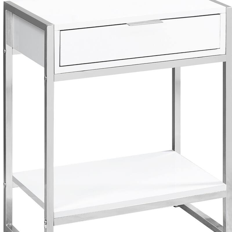 Modern 24" Bedside Table with Drawer and Shelf Rectangular Wood Top and Metal Frame Accent Table - 19.5”L x 12.75”W x 23.75”H