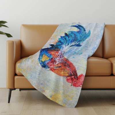 Premium Machine Washable ASB156 Rooster Sherpa Throw Blanket