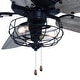 preview thumbnail 12 of 11, Reed 48 in. Matte Black Ceiling Fan, Reversible Dark Bronze-Driftwood Blades, LED Light Kit, Pull Chain, Metal Cage Drum Shade