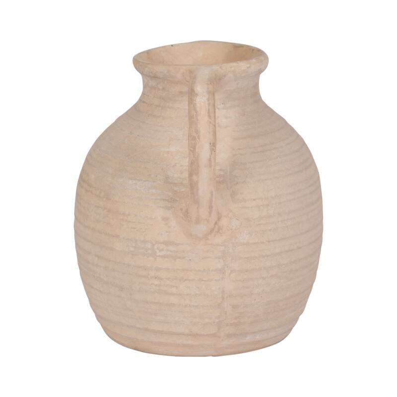 Sagebrook Home Ivory Paper Mache 10" Pitcher Vase - Rustic Elegance, Artisan Crafted