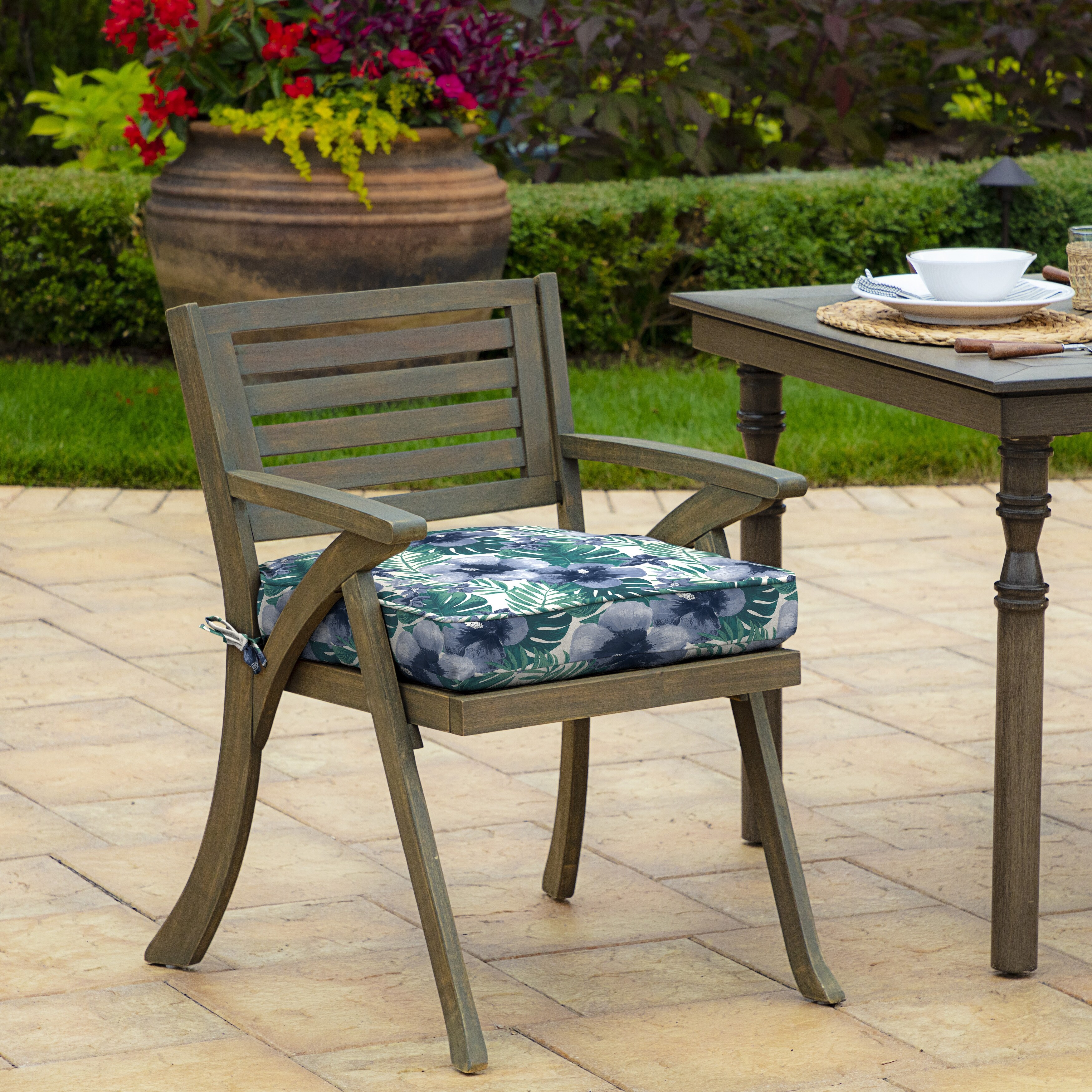 arden selections salome tropical patio umbrella ARDEN Salome Tropical Outdoor Welted Dining Seat Cushion, 2 pack - 21 in L  x 21 in W x 5 in H - Bed Bath & Beyond