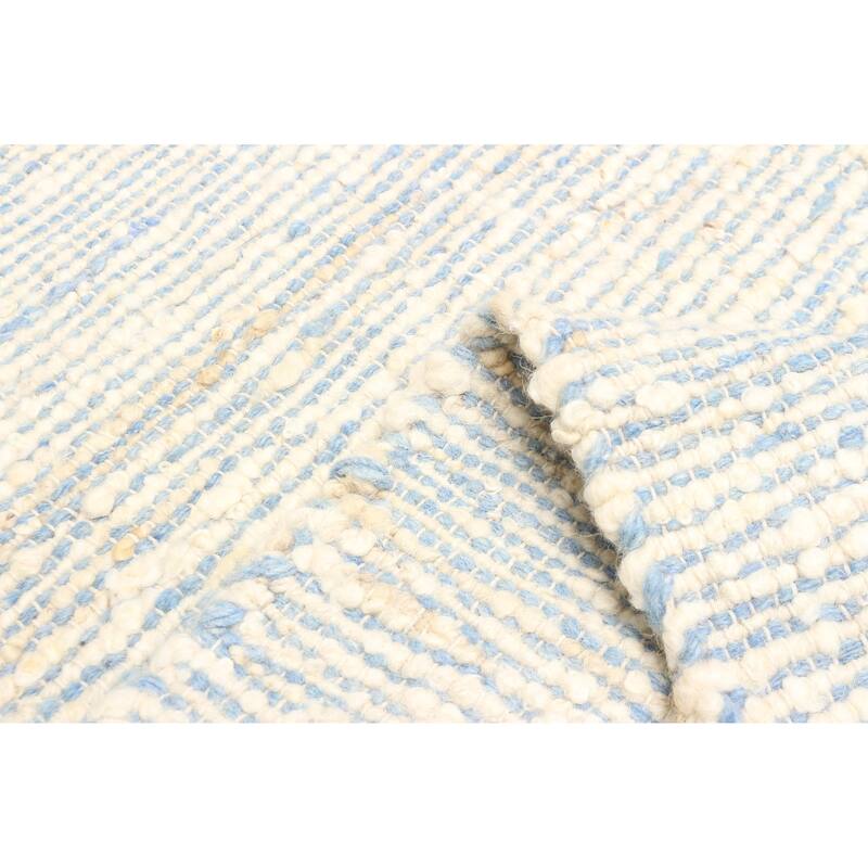 ECARPETGALLERY Braid weave Sienna Light Blue Wool Rug - 5'1 x 8'1