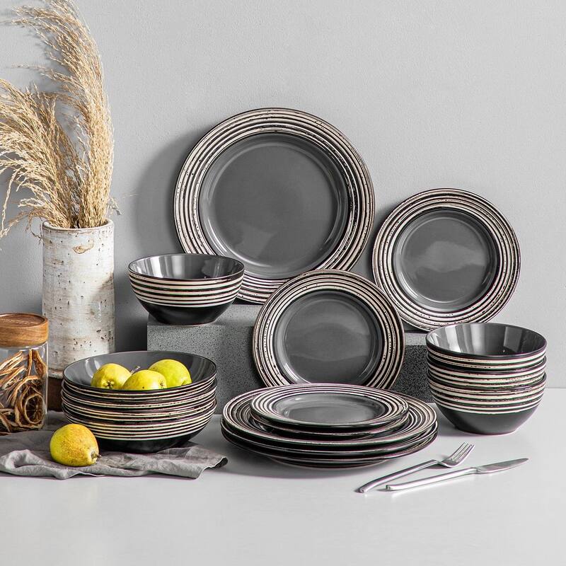 vancasso ARBRE 16-Piece Stoneware Dinnerware Set, Service for 4 - Gray