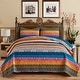 preview thumbnail 13 of 41, 3-piece Striped Quilt Set Reversible Coverlets Bedding Set