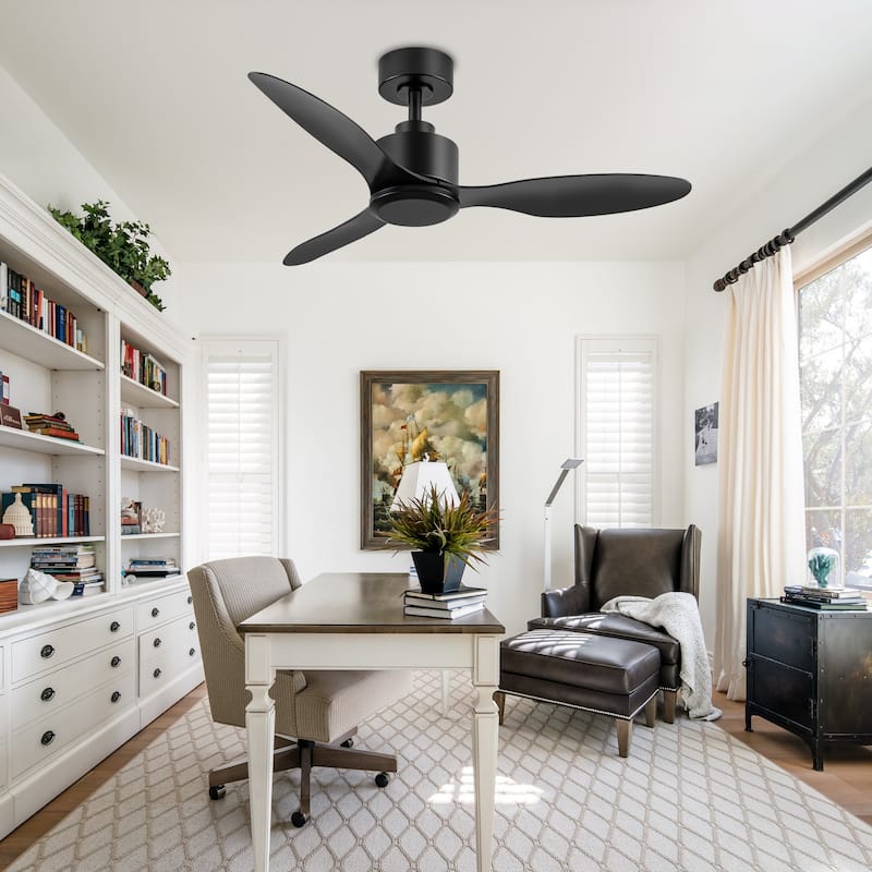 42-Inches Black/White Ceiling Fan with Remote without Light(3-Blade)