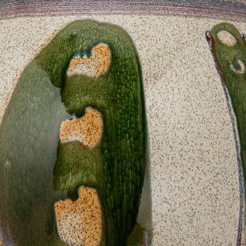 Hand-Painted Stoneware Planter with Reactive Glaze