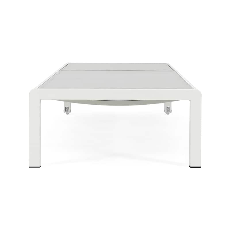 Roomfitters Outdoor Reclining Chaise Lounge Chairs, Set of 2, Adjustable Aluminum Frame, White