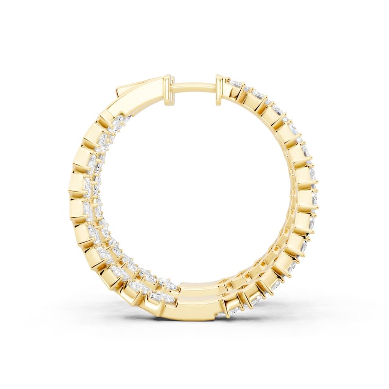 Auriya 14k Gold 4 1/2ctw Emerald Hoop Lab Grown Diamond Earrings (E-F VS)