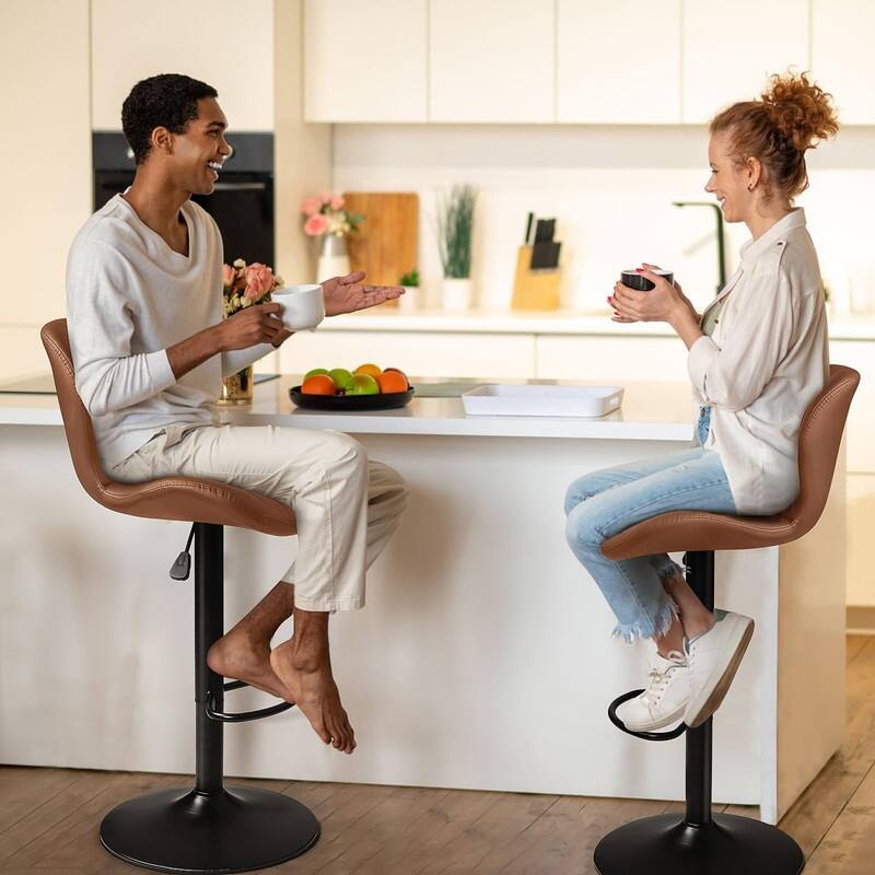 Bar Stools Set of 2,Adjustable Swivel Counter Height Bar Stools - 15.7"D x 19.6"W x 46.9"H