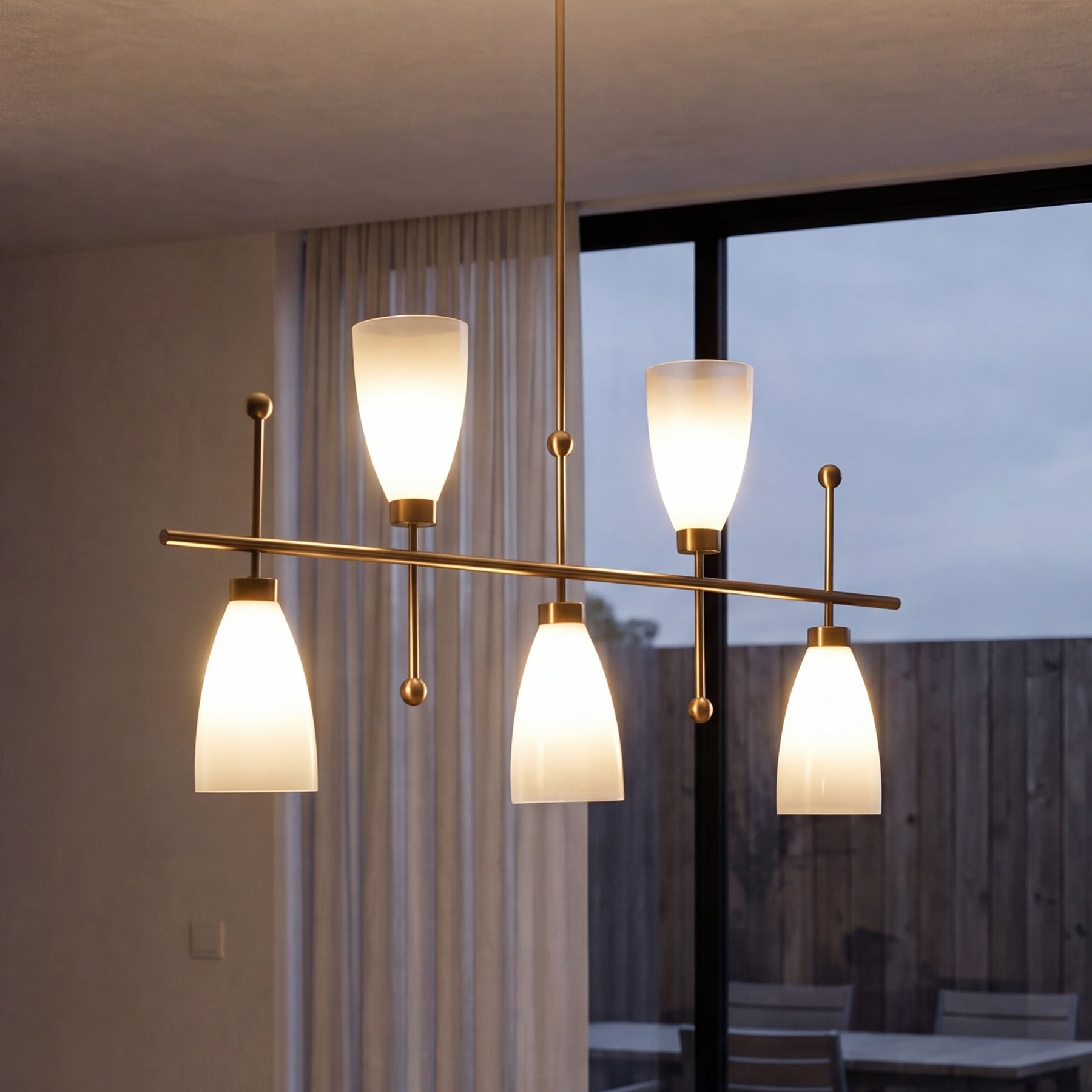 40.5'' Modern Linear Chandelier with Frosted Glass Shades, Height-adjustable for Kitchen Island