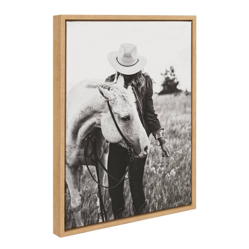 Kate and Laurel Sylvie Photo Silver Horse Framed Canvas by The Whiskey Ginger - 18x24 - Natural