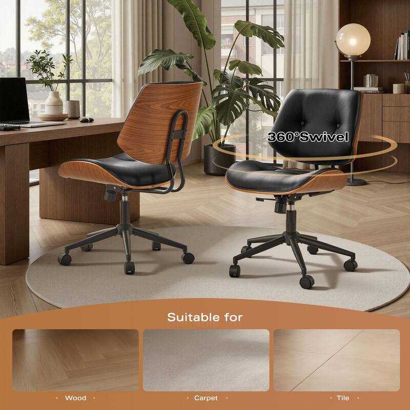 OVIOS Armless Adjustable Rivet Design Office Chair - N/A