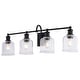 preview thumbnail 8 of 9, Northbrook Black Traditional Bathroom Vanity Wall Lighting Fixture, Clear Seeded Glass Shade, Dimmable, LED Compatible