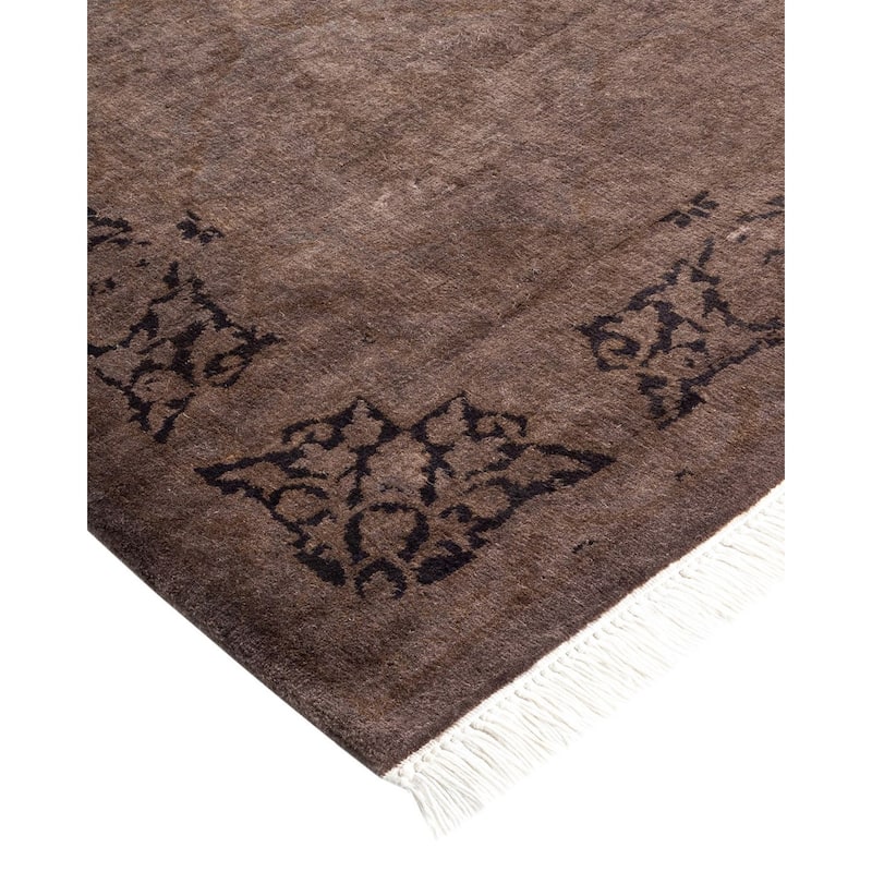 Overton Hand Knotted Wool Vintage Inspired Modern Contemporary Overdyed Brown Area Rug - 3' 2" x 5' 4"