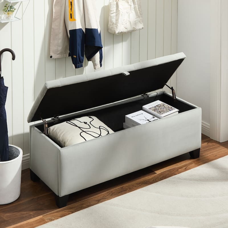 Large Velvet Ottoman Bench - Soft Upholstery, Easy Assembly, Modern Design
