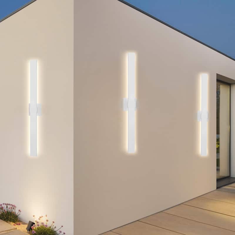 47.2"H Black/White Aluminum LED Outdoor Wall Sconce(Pack 2 or 3) - 3 Pack
