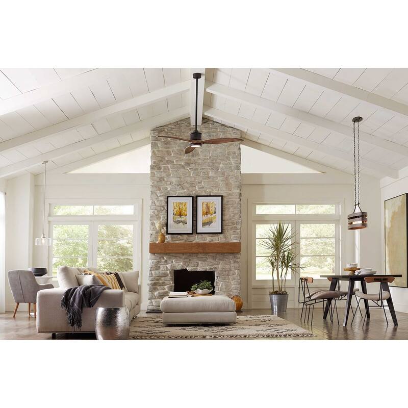Farris Collection Three-Blade Carved Wood 60" Ceiling Fan - 12.370" x 31.250" x 10.500"