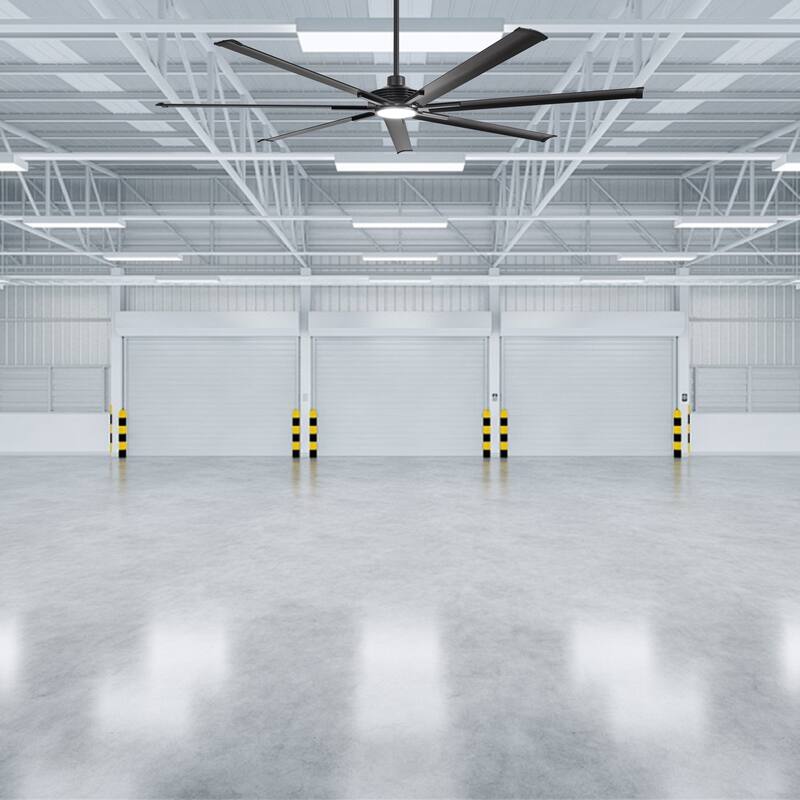 84"/ 100" Black Industrial Extra Large Commercial Ceiling Fan with Light