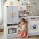 preview thumbnail 4 of 5, Wooden Play Kitchen with Toy Double-Door Refrigerator & Cooking Set Accessories