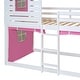 preview thumbnail 17 of 17, Playhouse & Beautiful Design Wood House Bed with Build-in Ladder, Surdy Construction, Pink