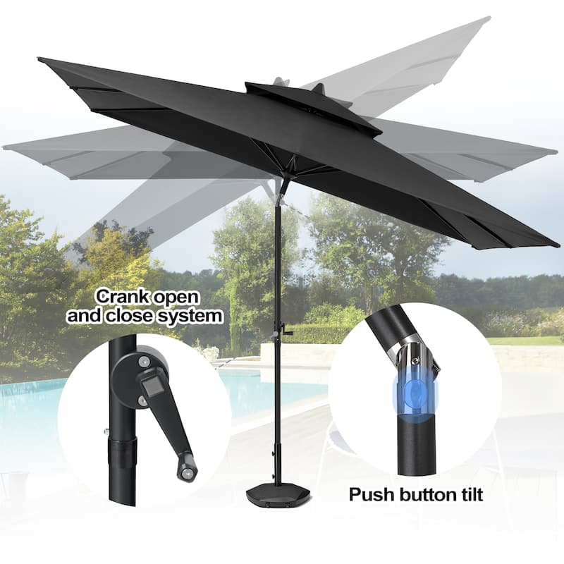 Pellebant 9 x 5 Ft Outdoor Double Top Market Umbrella