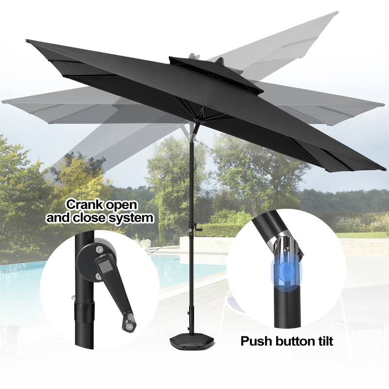 Pellebant Outdoor 10 x 6.5 Ft Market Umbrella with Double Top